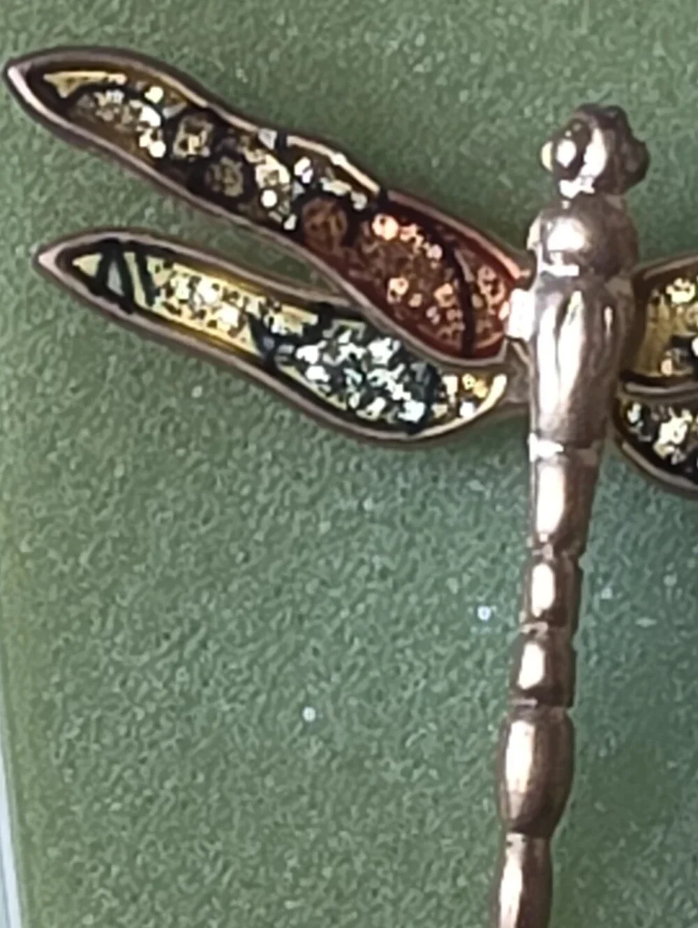 Vintage Dragonfly Brooch Gold Tone Multicolor Enamel Pin Taiwan NOS 1990s